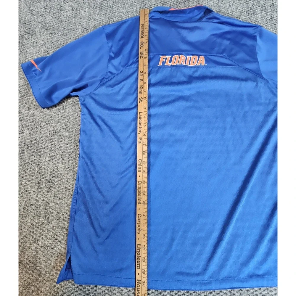 Florida Gators Polo Shirt Men's L Nike Blue Dri-Fit‎ Swoosh Logo Golf Read